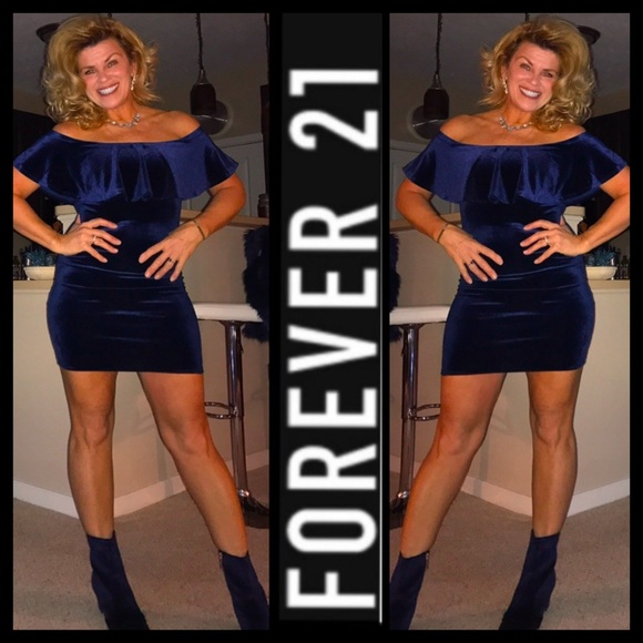 Forever 21 Dresses & Skirts - Forever 21 Navy Off-Shoulder Dress